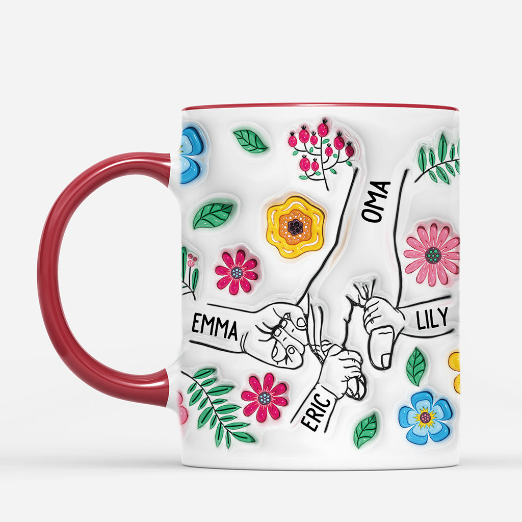 4203MGE2 3d druck effekt bunte blumen hand in hand personalisierte tasse mama_ 4203M8Q5A
