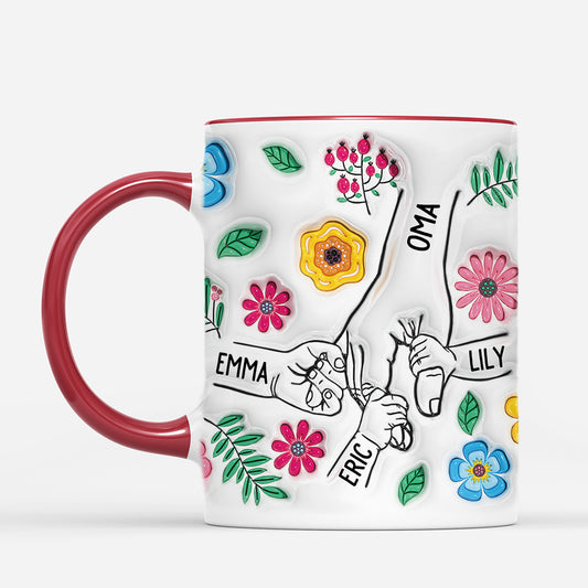 4203MGE2 3d druck effekt bunte blumen hand in hand personalisierte tasse mama_ 4203M8Q5A