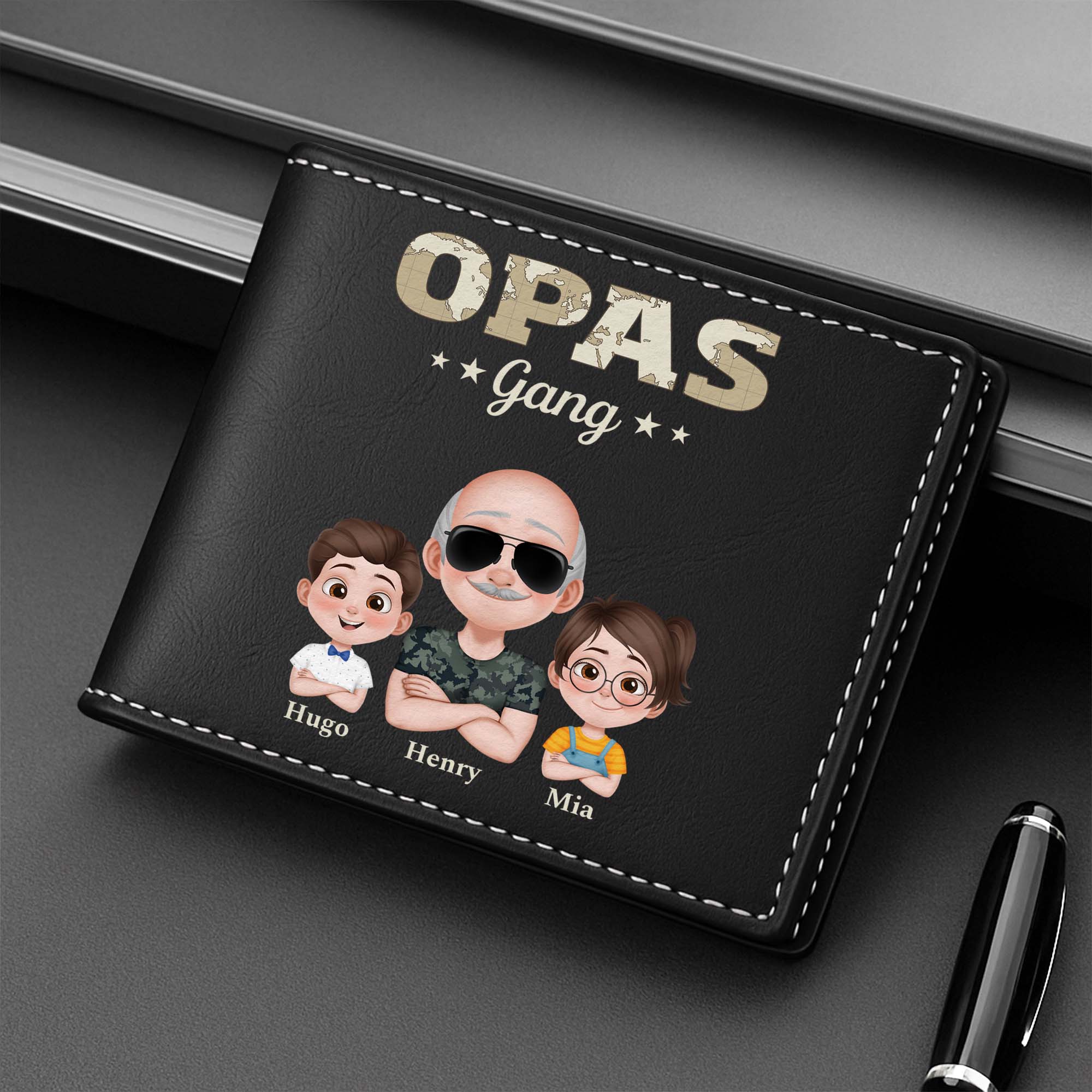 4231JGE2 papas gang weltkarte armeemuster geldborse herren personalisiert_ 4231J3T0B