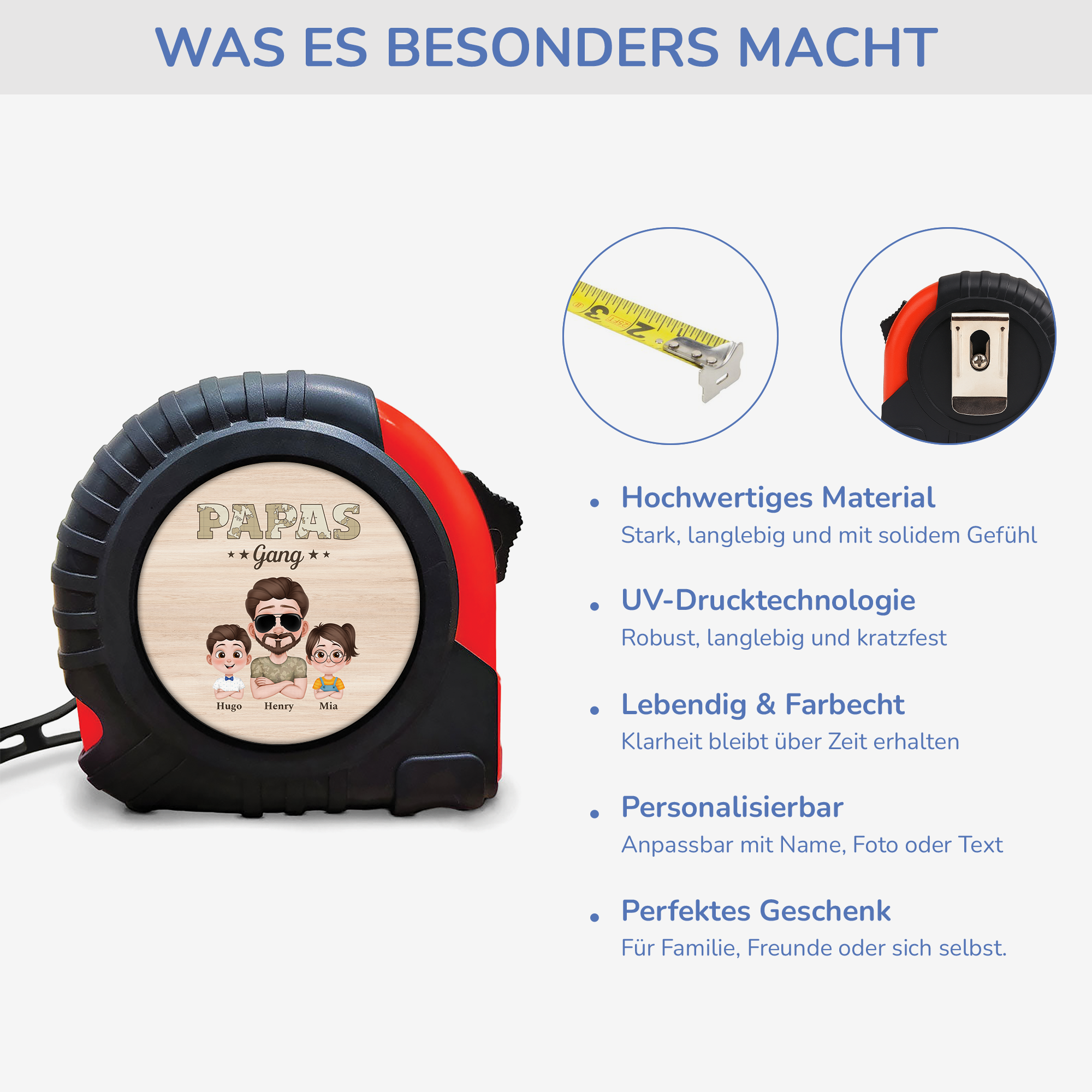 4231OGE4 papas gang armeemuster massband personalisiert papa 4231O