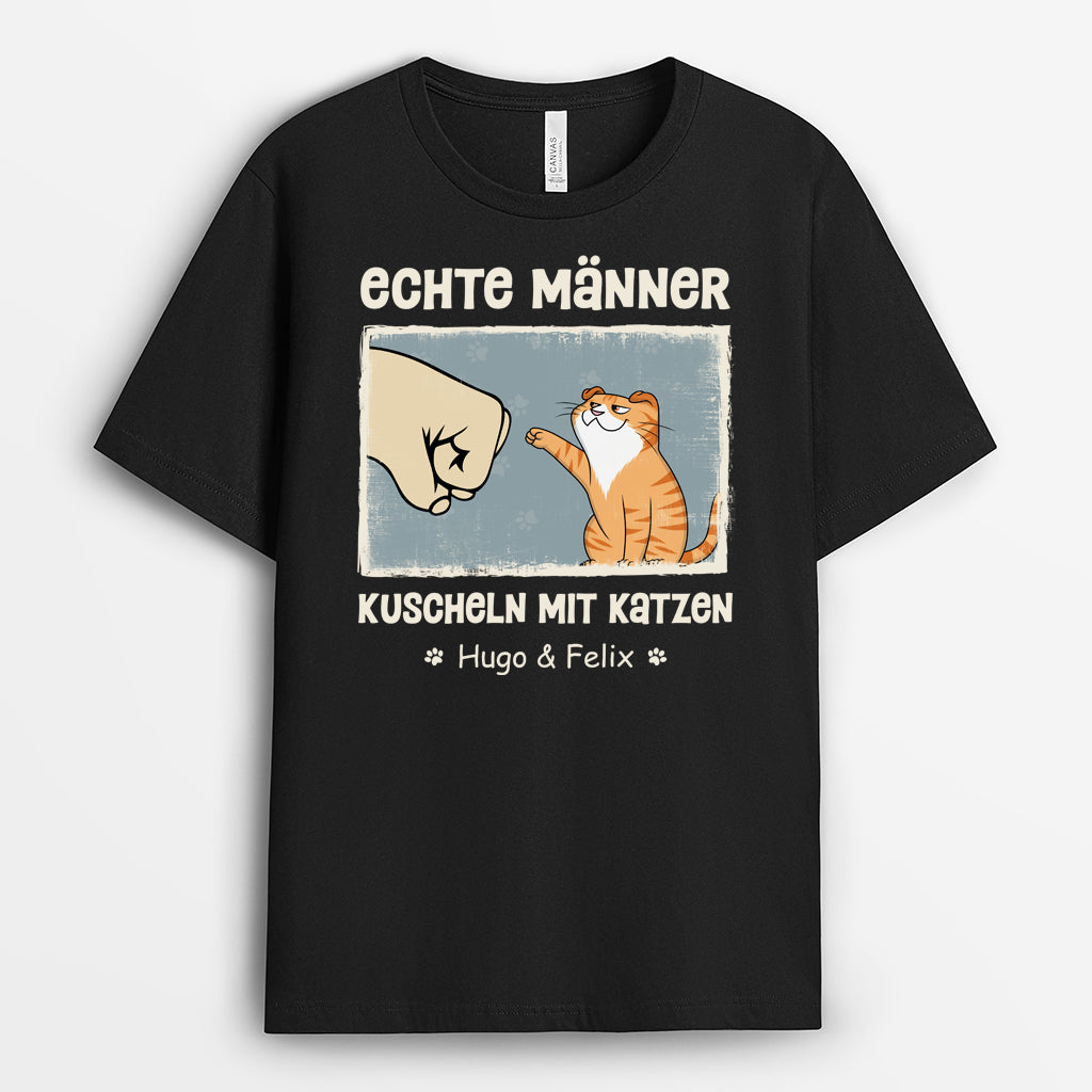 4272AGE1 echte manner kuscheln mit katzen lustiges t shirt katze personalisiert 4272ATQ8D