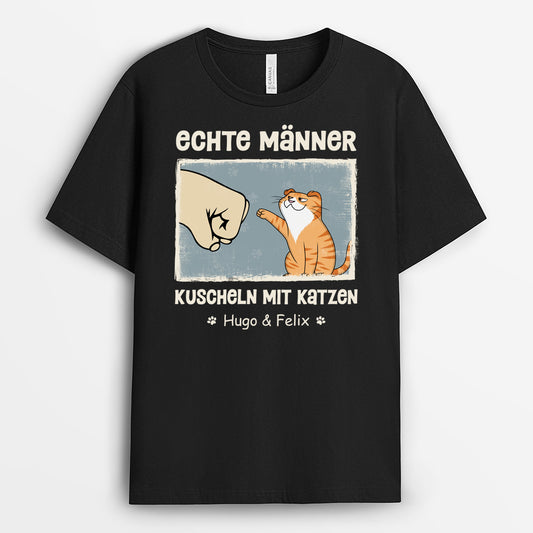 4272AGE1 echte manner kuscheln mit katzen lustiges t shirt katze personalisiert 4272ATQ8D