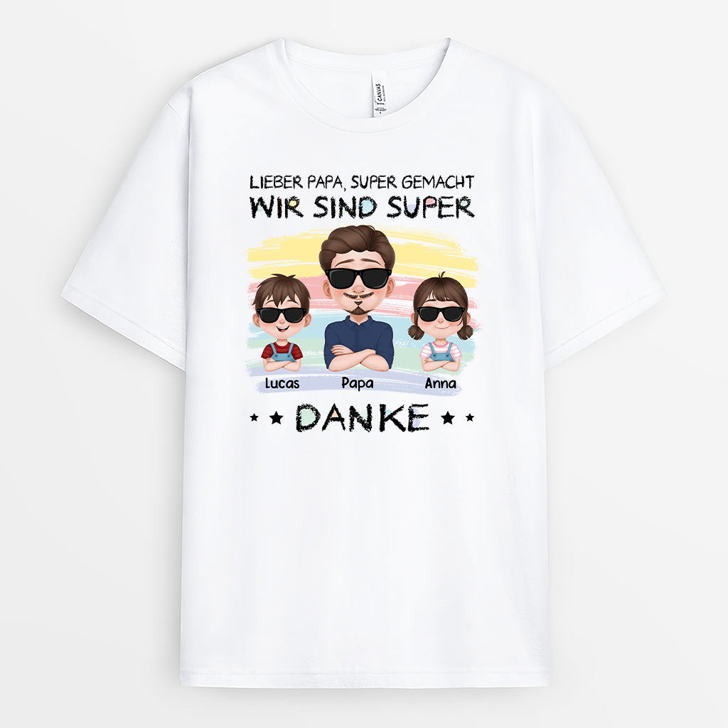 4349AGE1 papa gut gemacht wir sind grossartig cartoon buntstift t shirt papa personalisiert_ 4349AKH0B