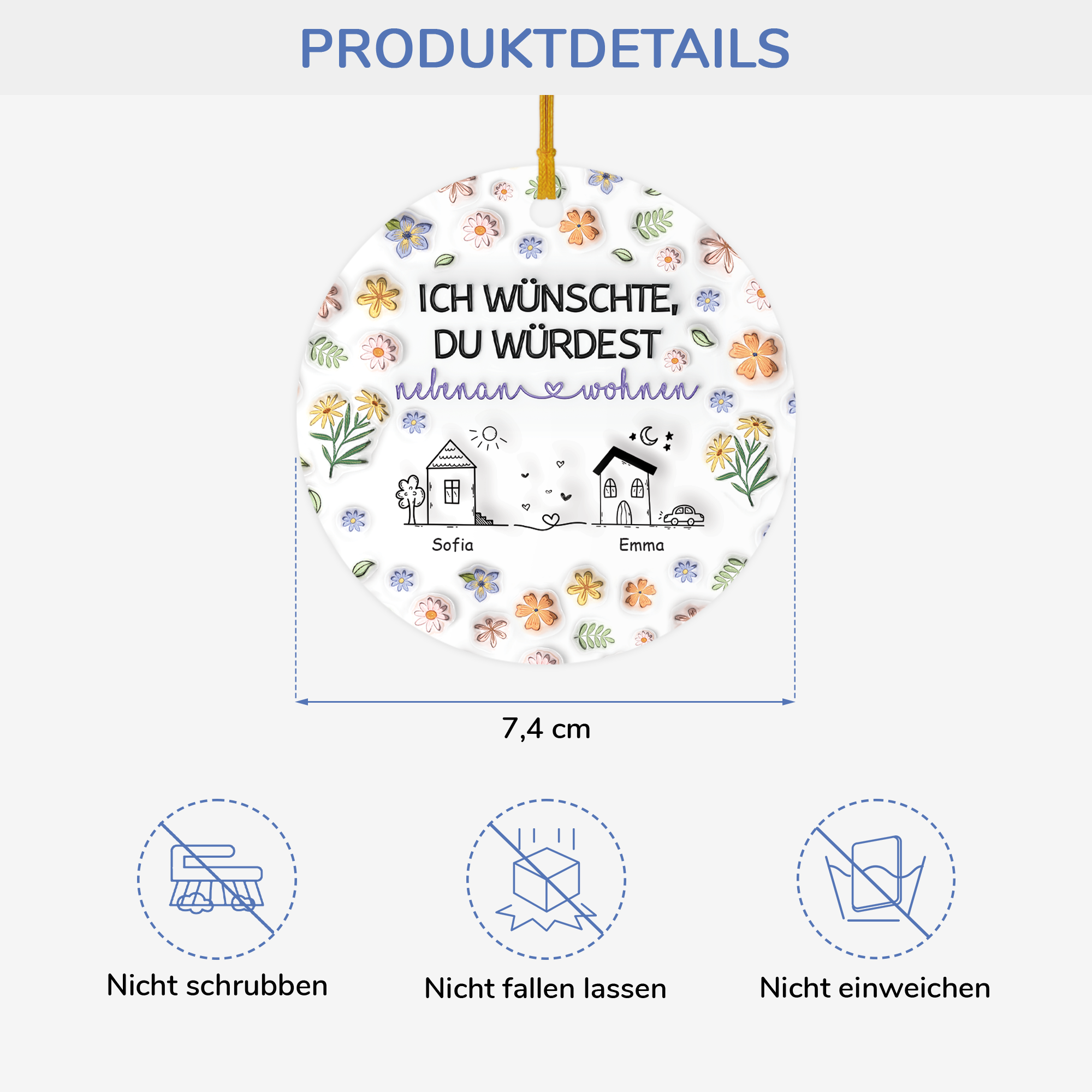 4377OGE3 3d druck effekt ich wunschte du wurdest nebenan wohnen blumen personalisierte keramik ornamente beste freunde 4377O3T5F