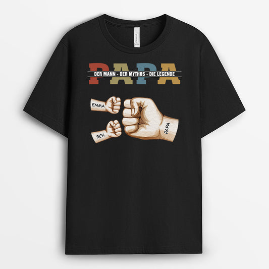 4396AGE1 papa und kinder mit faust vintage t shirt papa personalisiert_ 4396AKL3B