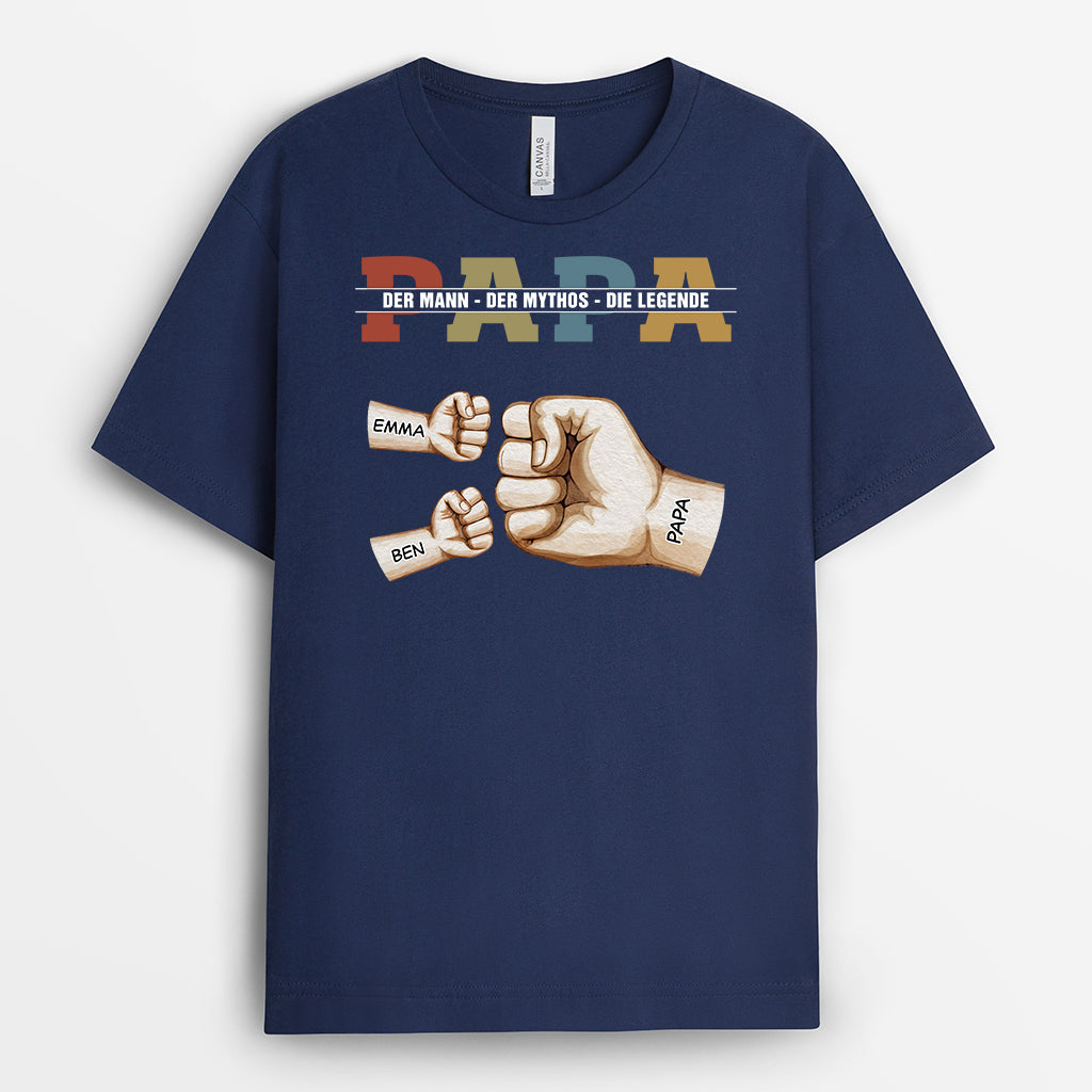 4396AGE2 papa und kinder mit faust vintage t shirt papa personalisiert_ 4396AKL3B