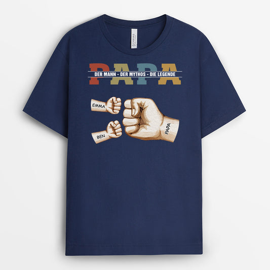4396AGE2 papa und kinder mit faust vintage t shirt papa personalisiert_ 4396AKL3B