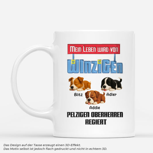 4435MGE1 3d druck effekt mein leben wird von winzigen oberherrn regiert hunde tasse personalisiert_ 4435MKYTC
