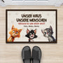 4438DGE2 unser haus unsere menschen lustige fussmatte katzen personalisiert 4438D