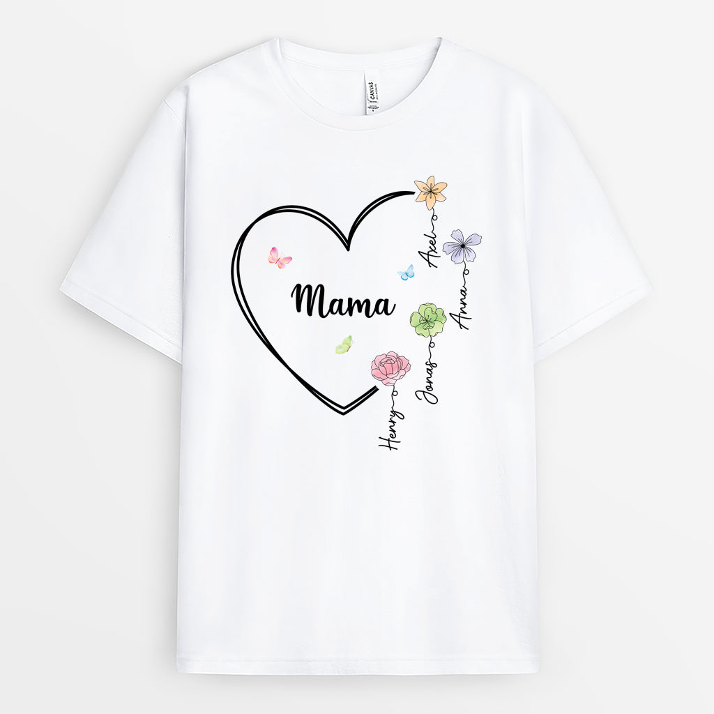 4540AGE1 zuerst mama jetzt oma blumen das herz oma t shirt personalisiert_ 4540A5DAA