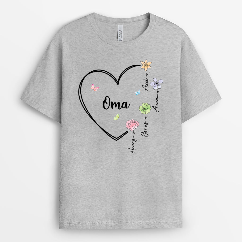 4540AGE2 zuerst mama jetzt oma blumen das herz oma t shirt personalisiert_ 4540A5DAA