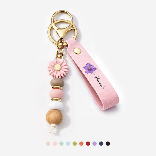 4541MGE1 name _ blume personalisiertes geschenk garten  uv druck daisy schlusselanhanger perlen mamaoma 4541mjslta