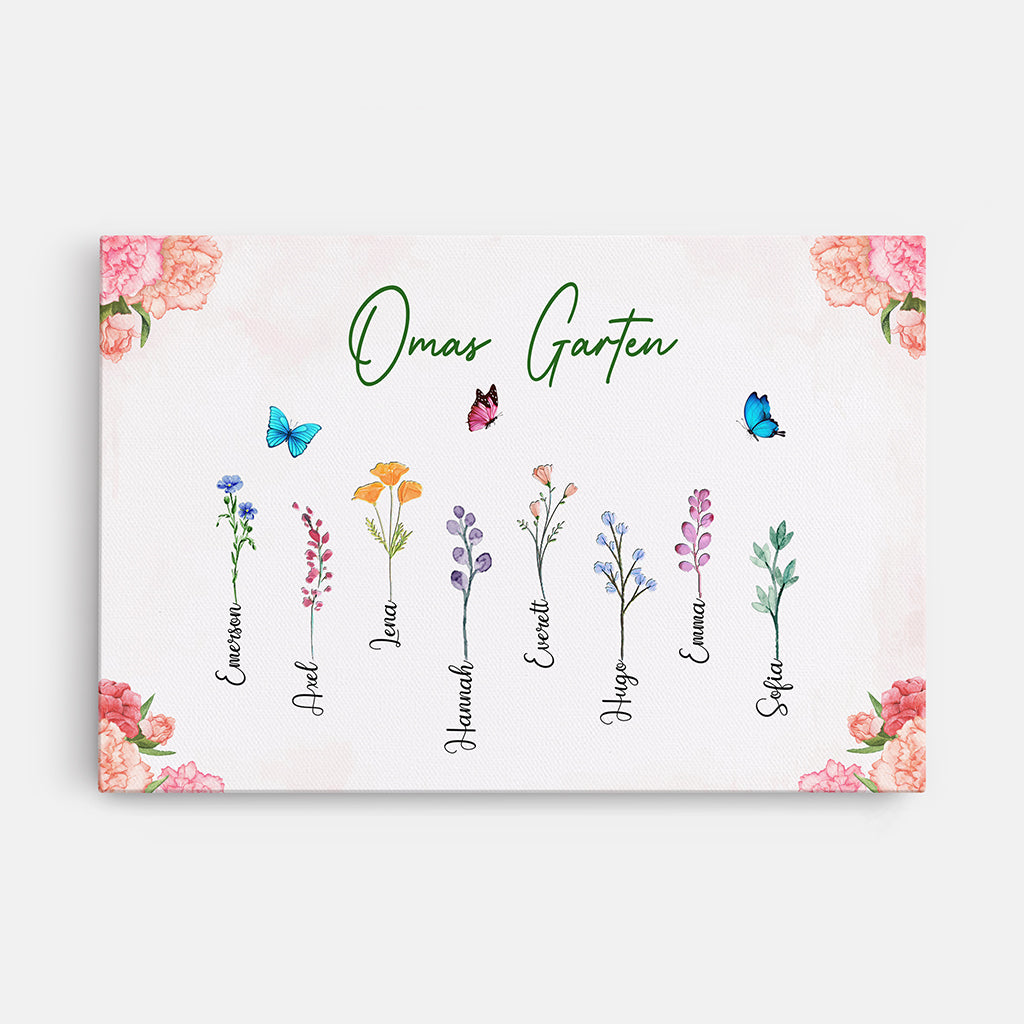 4564CGE1 omas garten schmetterlinge blumen personalisierte leinwand oma 4564C