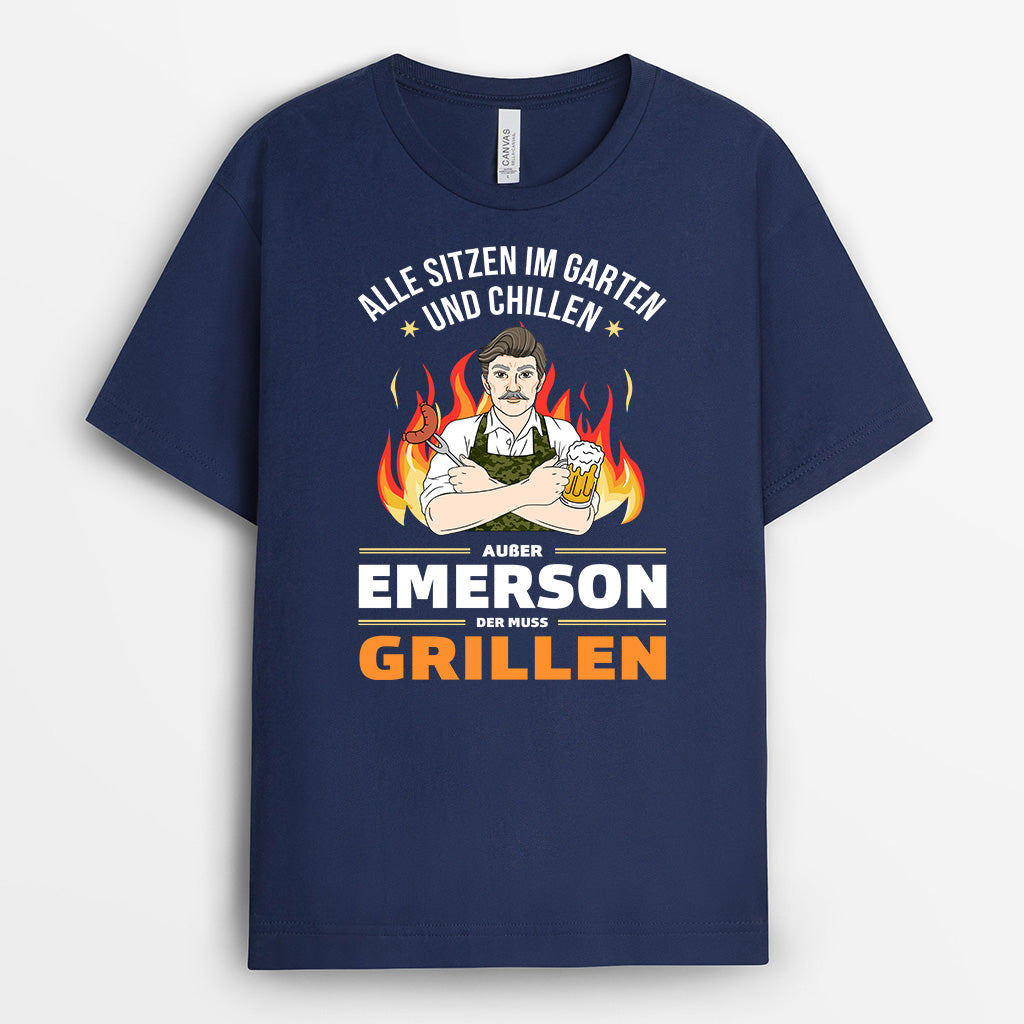 4582AGE2 alle sitzen im garten und chillen personalisierte t shirts manner lustig 4582AKLMB
