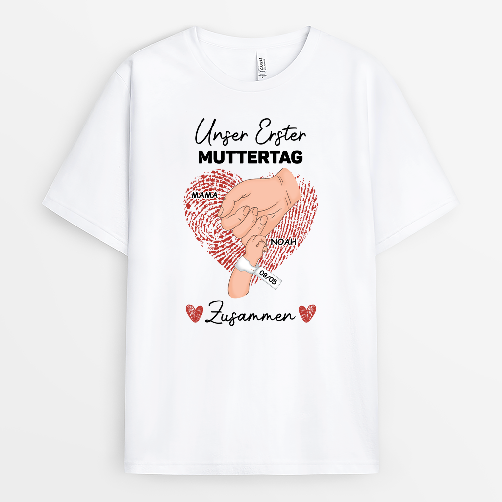 4594AGE1 unser erster muttertag zusammen mama t shirt personalisiert 4594ATH3A