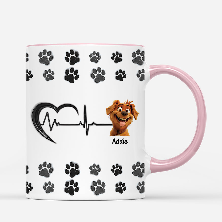 4598MGE3 3d druck effekt hund pfotenabdrucke elektrokardiogramm personalisierte tassen hund_ 4598M5Q5C