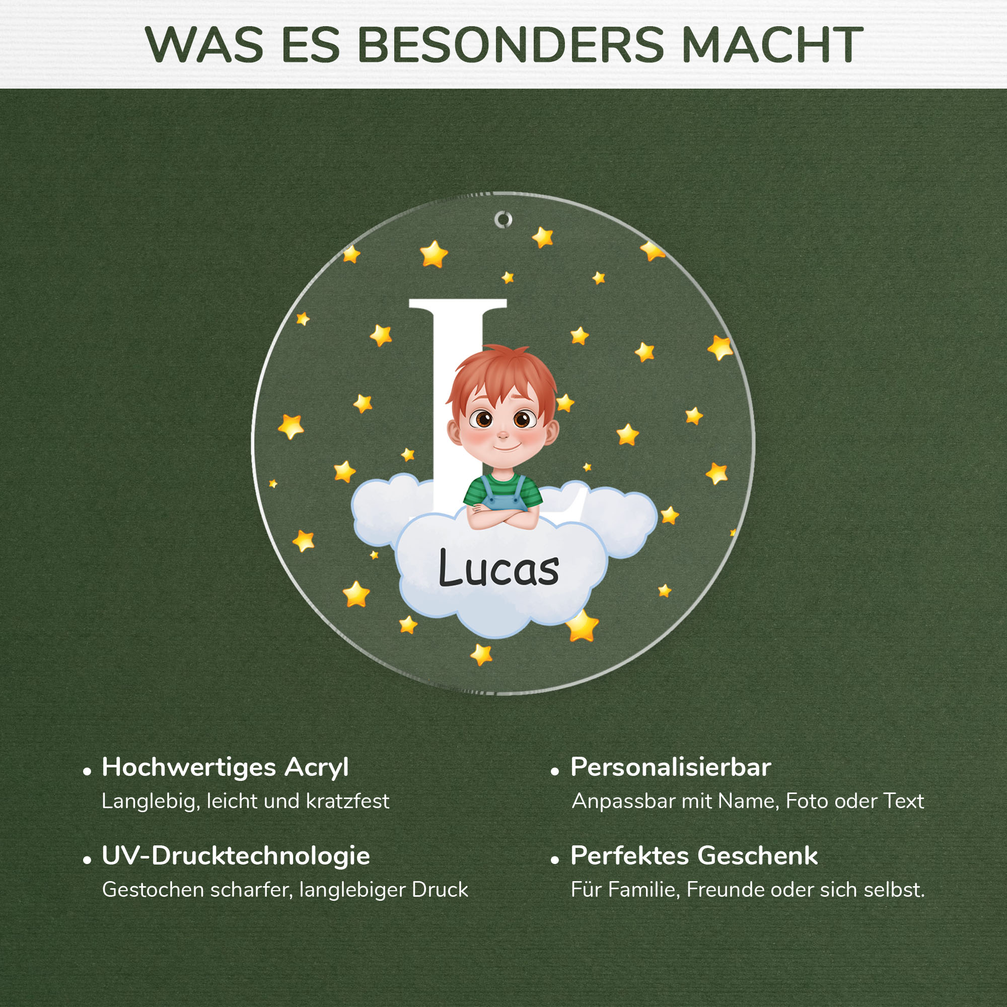 4606OGE4 kind und sterne personalisierter weihnachtsschmuck_ acryl kinder 4606OKV0K