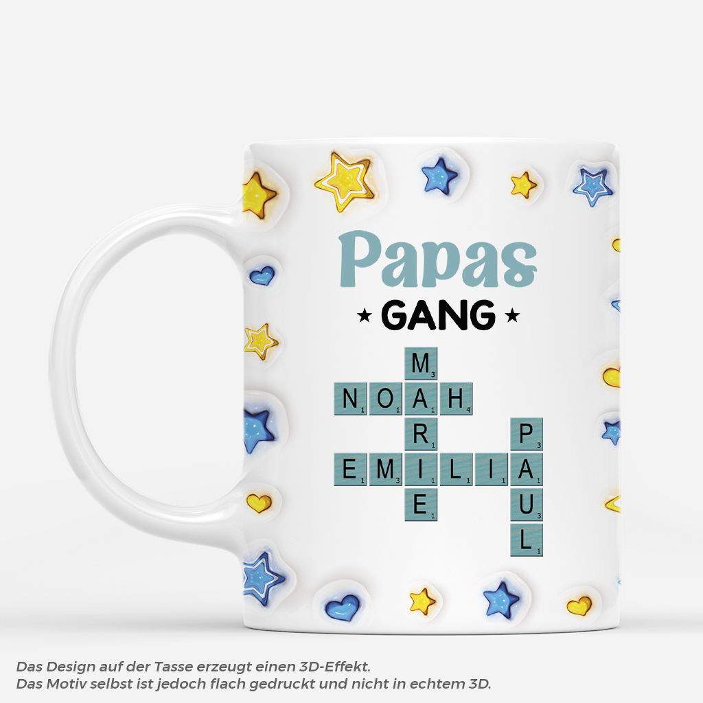 4615MGE1 3d druck effekt papas gang sterne kreuzwortratsel personalisierte tasse papa 4615MTH0B
