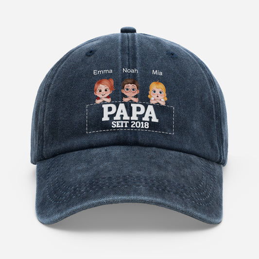 4642AGE1 papa seit washed cap personalisiert papa mama 4642ajtpnb