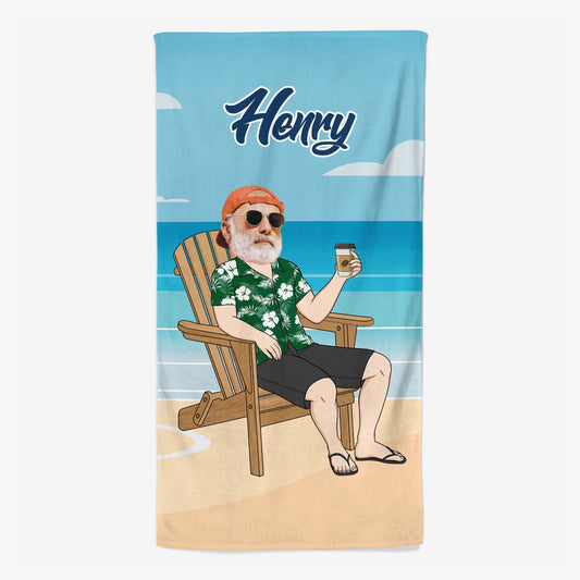 4663BGE1 papa mit gesicht personalisiertes strandtuch_ 4663B3K5B
