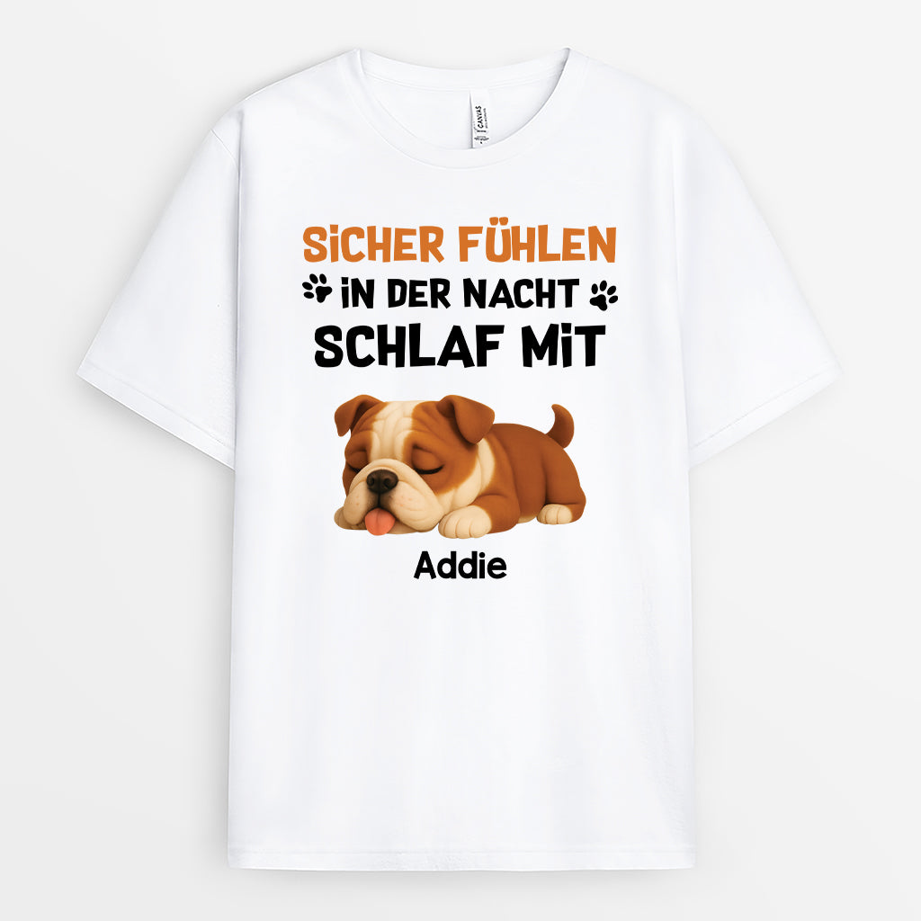 4685AGE1 sicher fuhlen in der nacht schlaf mit lustiges t shirt hund personalisiert 4685A
