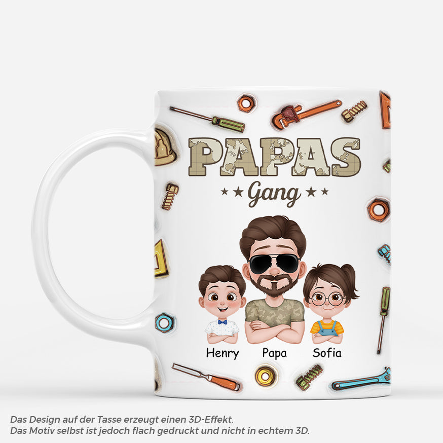 4778MGE1 3d druck effekt papas gang armeemuster werkzeug weltkarte personalisierte tasse papa 4778M3T0B
