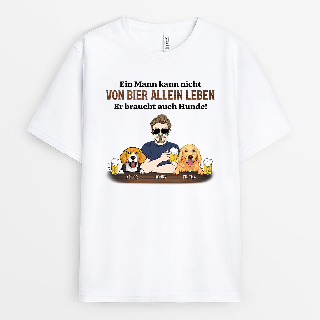4800AGE1 ein mann braucht hunde und bier personalisierte hunde t shirts 4800ATGMC