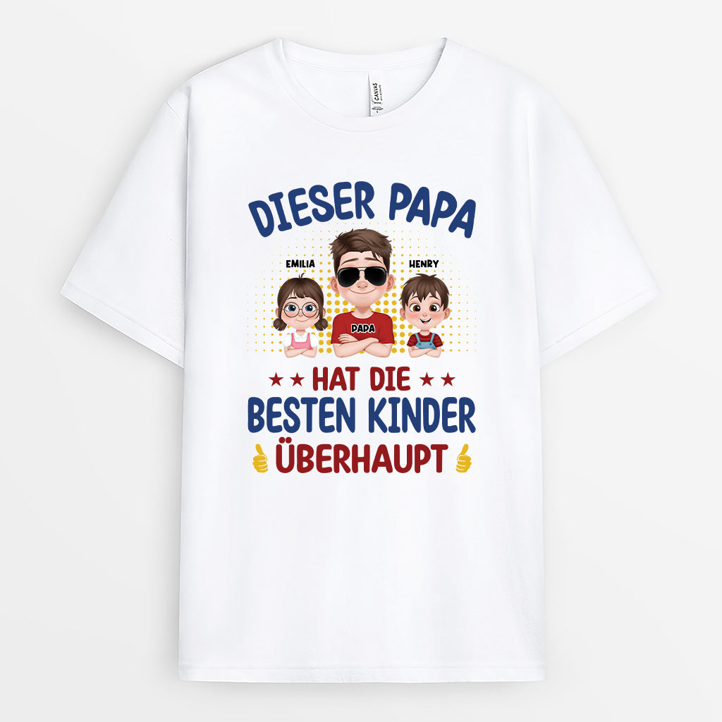 4838AGE1 dieser papa hat die besten kinder uberhaupt cartoon t shirt papa personalisiert 4838A