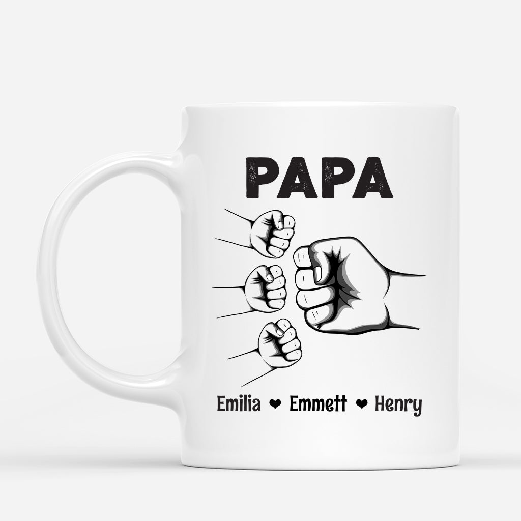 4859MGE1 papa und kinder mit faust personalisierte tasse papa_ im basic stil 4859M8Q0B