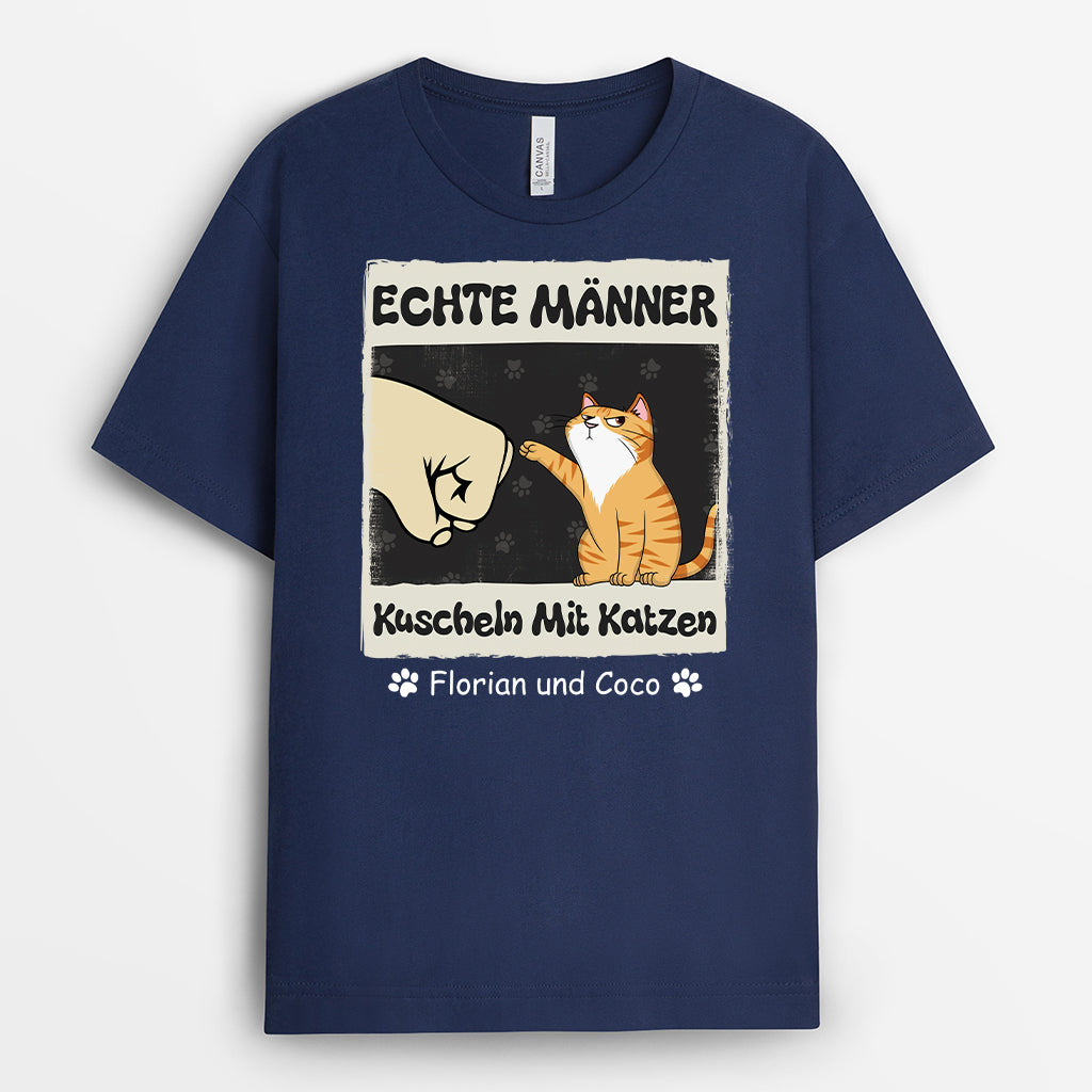 4907AGE2 echte manner kuscheln katzen t shirt katze personalisiert 4907A8M3D