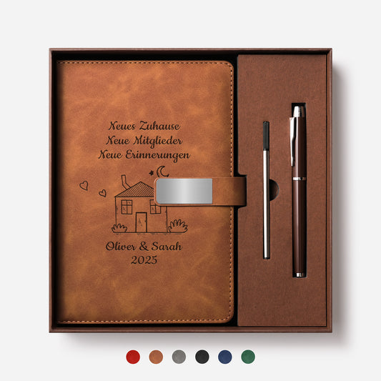 5039MGE1 neues zuhause neues abenteuer neue erinnerungen notizbuch mit stift personalisiert mit gravur paar zum einzug 5039motlng_7f2319ee ad5d 4516 b503 b9b7084db31a