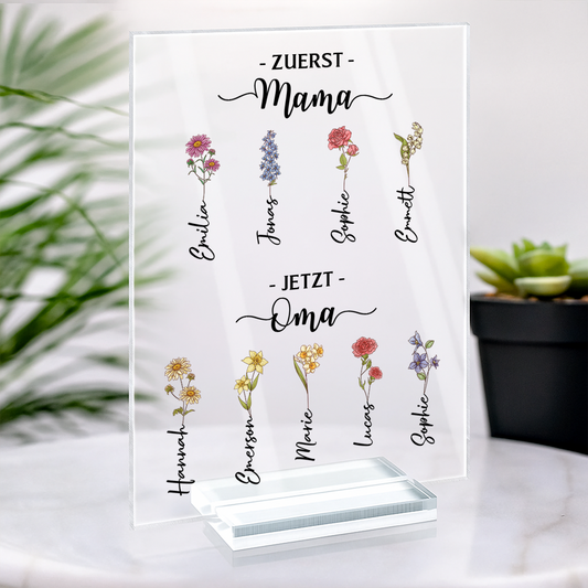 5040RGE2 erst mama jetzt oma personalisiertes geschenk  acryl aufsteller mit stander 5040rttna