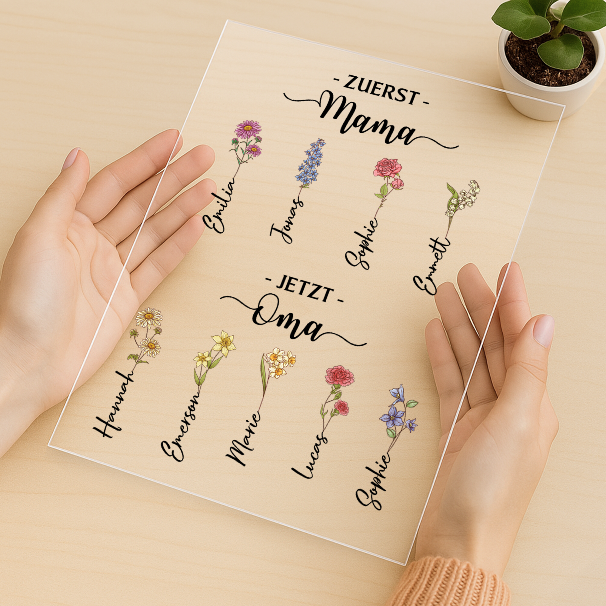 5040RGE3 erst mama jetzt oma personalisiertes geschenk  acryl aufsteller mit stander 5040rttna