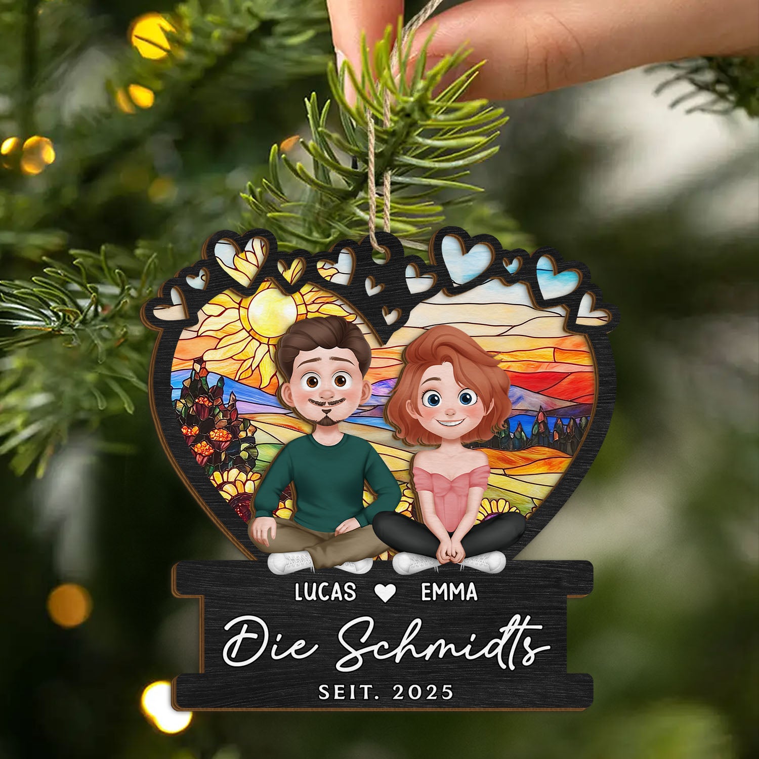 5110OGE2 die familie personalisierte 2 schicht holz ornamente weihnachten paar cartoon 5110O6V5G