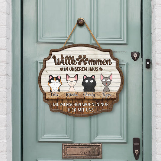 5135QGE2 willkommen in unserem haus holzschild personalisiert_ katzen 5135QKYND