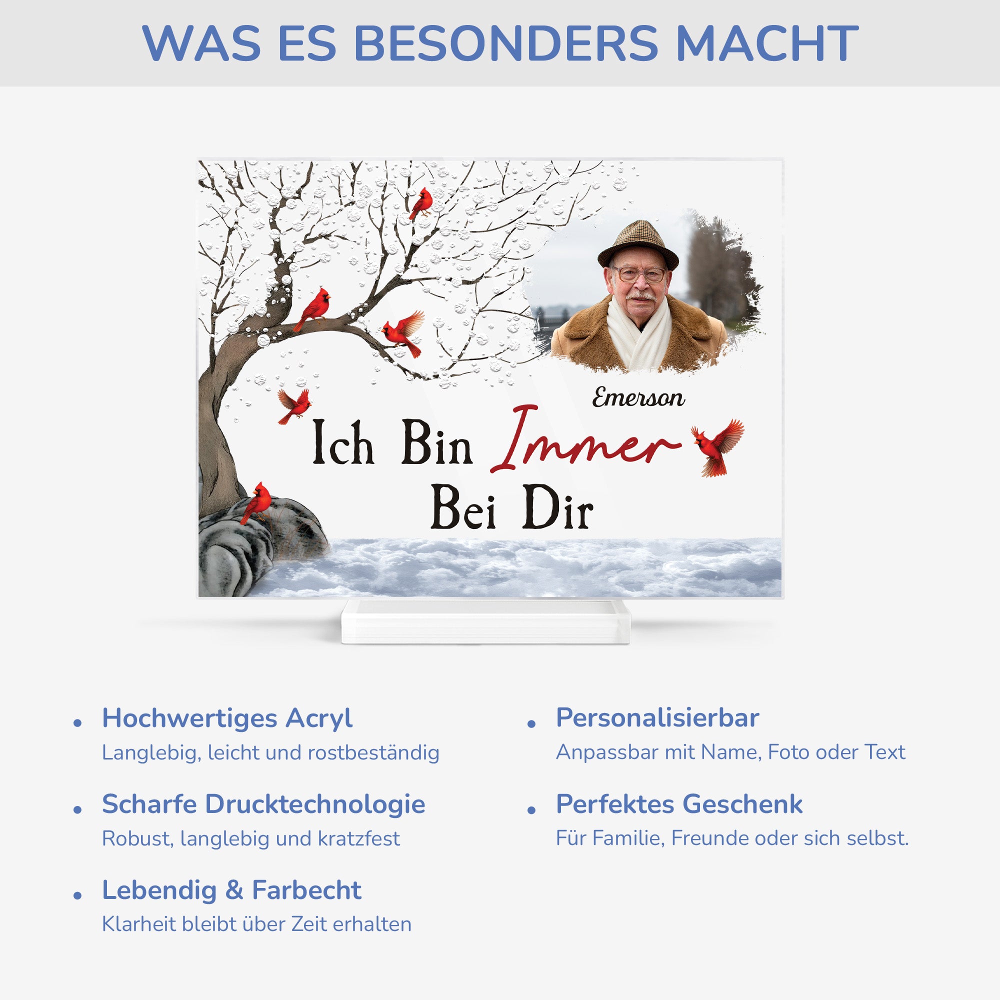 5138RGE5 erinnerungen spruche personalisierte acryl plakette mann mit foto zur erinnerung 5138RKLTB