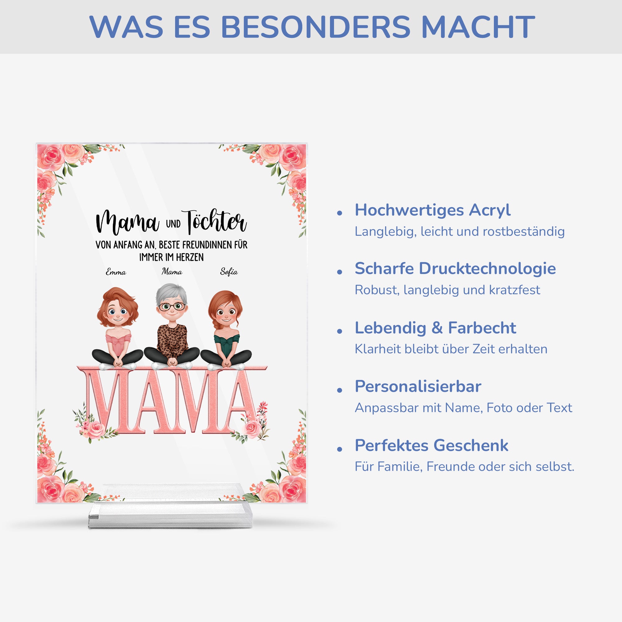 5140RGE5 oma mama erwachsene kinder personalisierte acryl plakette oma mama 5140RKMMA