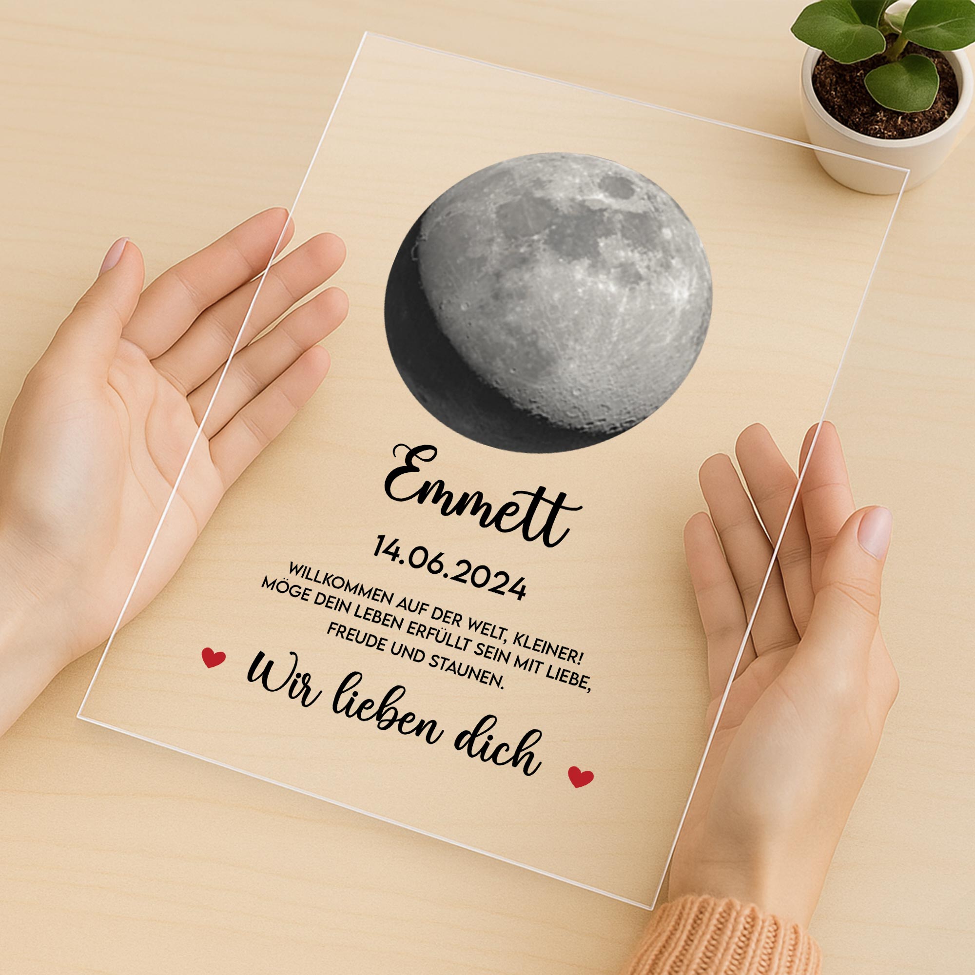 5146RGE3 willkommen auf der welt kleine mondphasen personalisierte acryl plakette mit stander baby 5146R8QAK