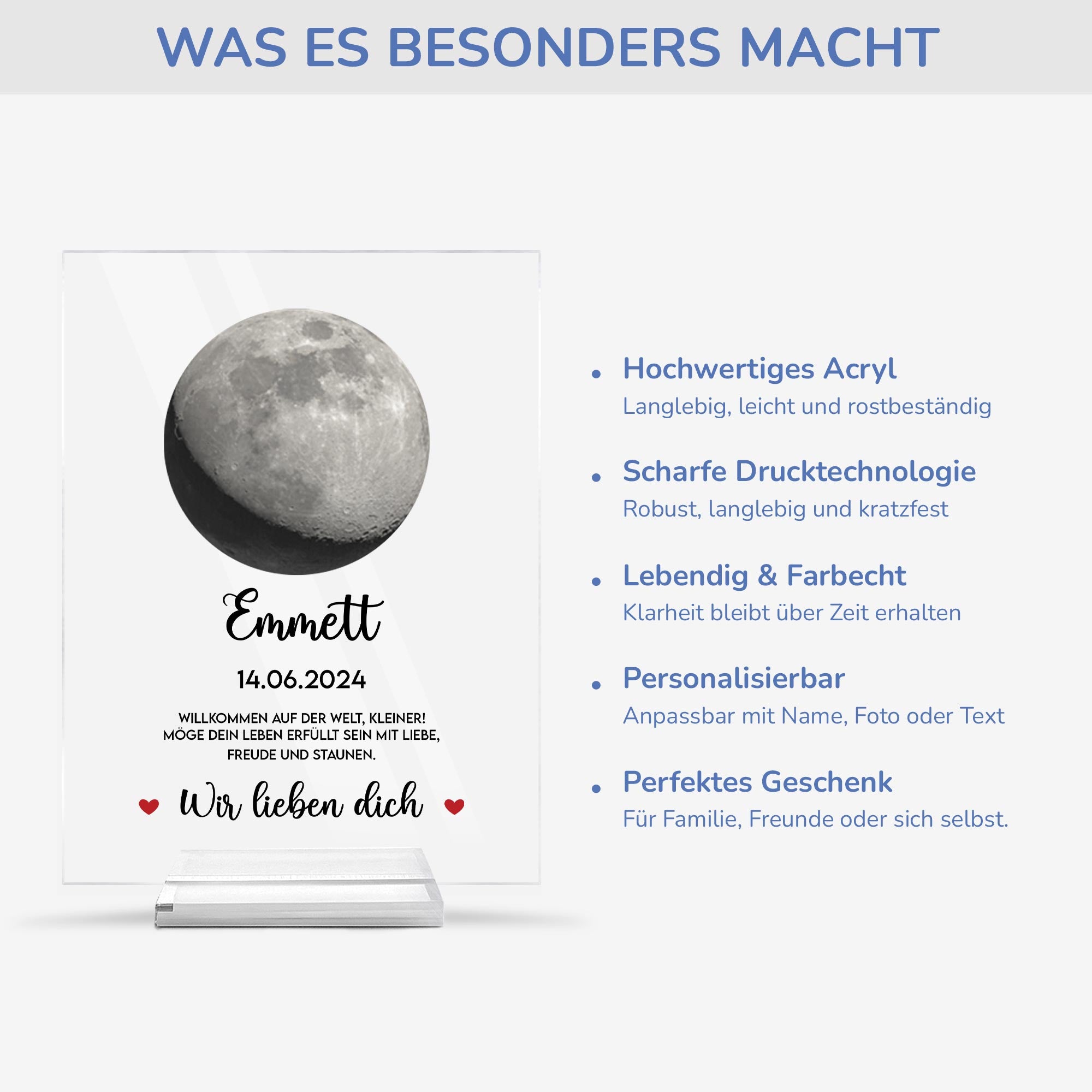 5146RGE5 willkommen auf der welt kleine mondphasen personalisierte acryl plakette mit stander baby 5146R8QAK