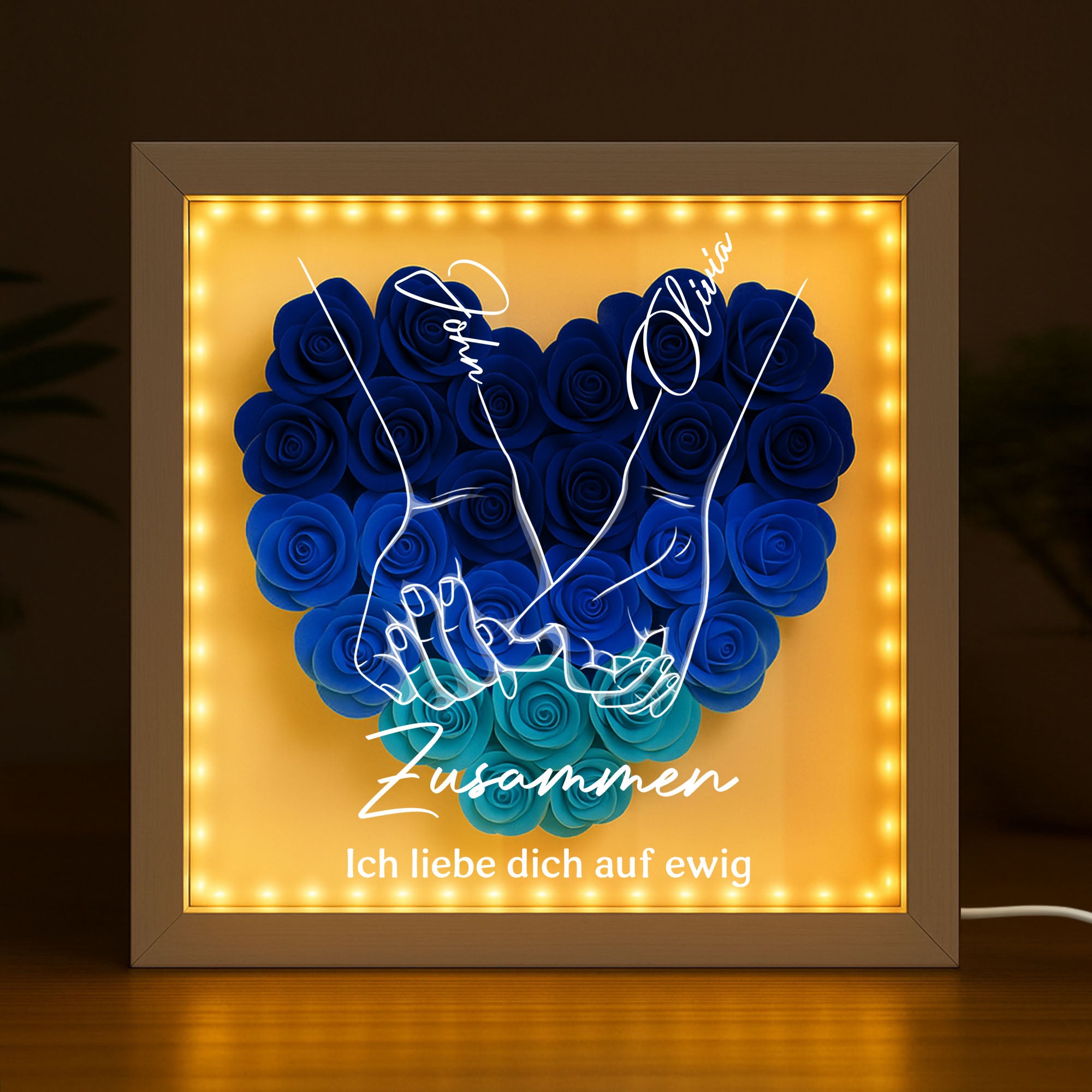 5150OGE2 vom ersten kuss bis zum letzten atemzug blumen 3d bilderrahmen personalisiert paar 5150otvng
