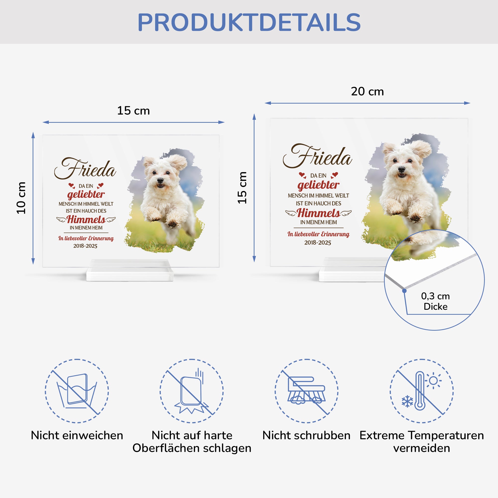 5154RGE4 erinnerungen spruche personalisierte acryl plakette hund mit foto zur erinnerung 5154RTTNC