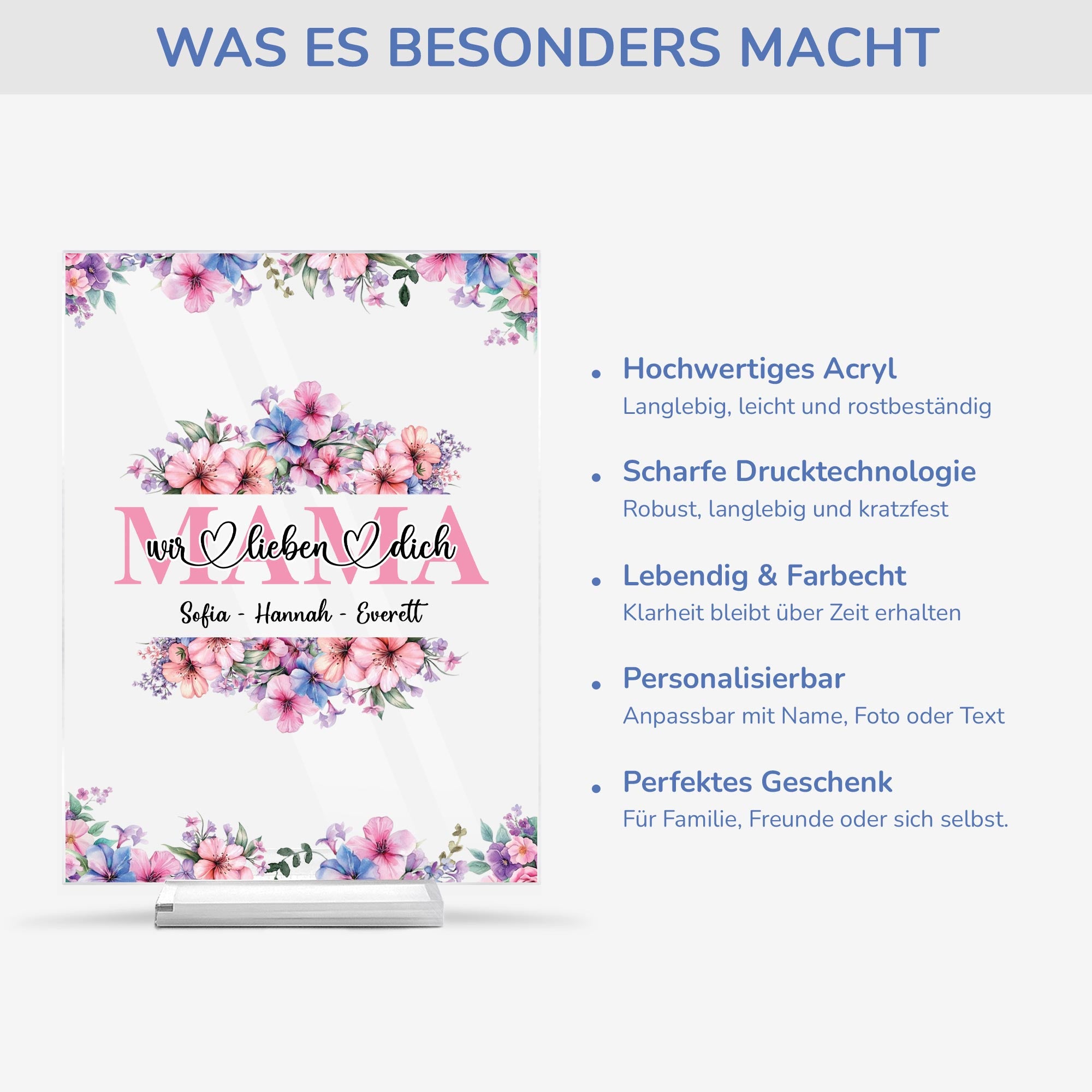 5156RGE5 mama ich liebe dich personalisierte acryl plakette mama 5156RKUAA