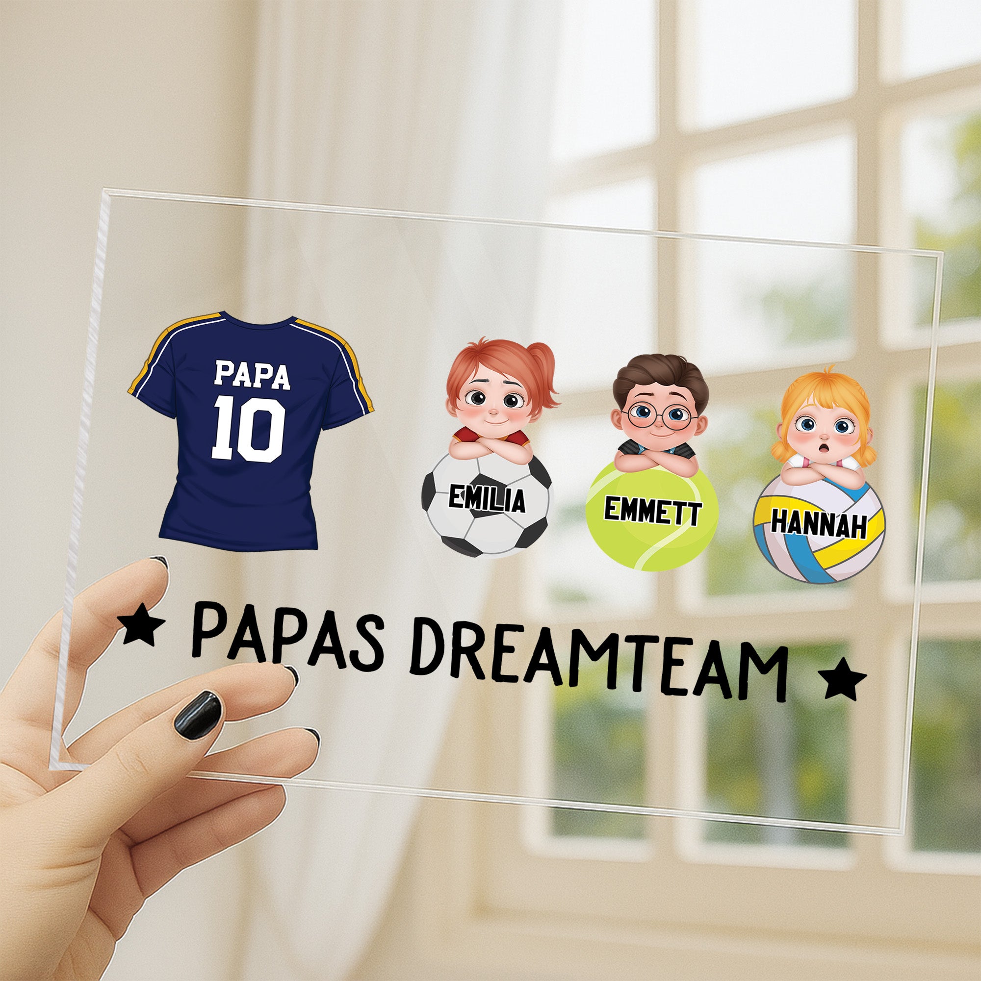 5166RGE3 papas dreamteam personalisierte acryl plakette papa sportarten 5166RTYMB