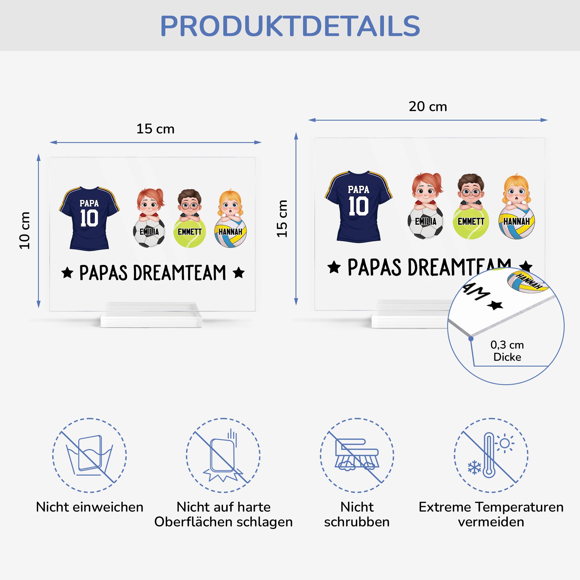 5166RGE4 papas dreamteam personalisierte acryl plakette papa sportarten 5166RTYMB