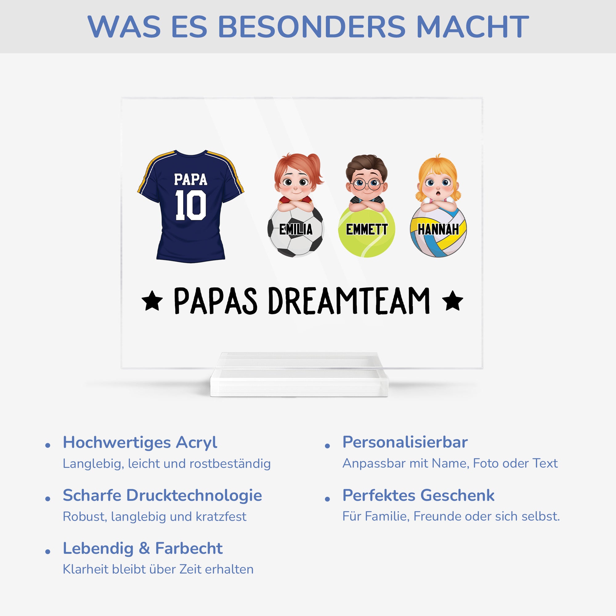 5166RGE5 papas dreamteam personalisierte acryl plakette papa sportarten 5166RTYMB