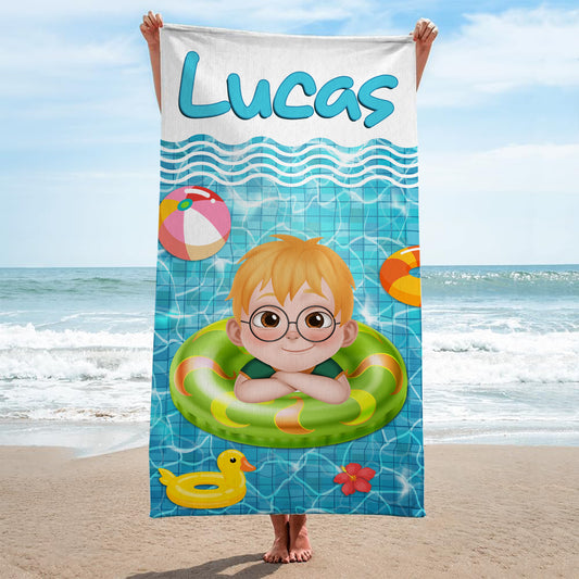 5196BGE2 kind und pool personalisiertes strandtuch_ kinder 5196B8GNK