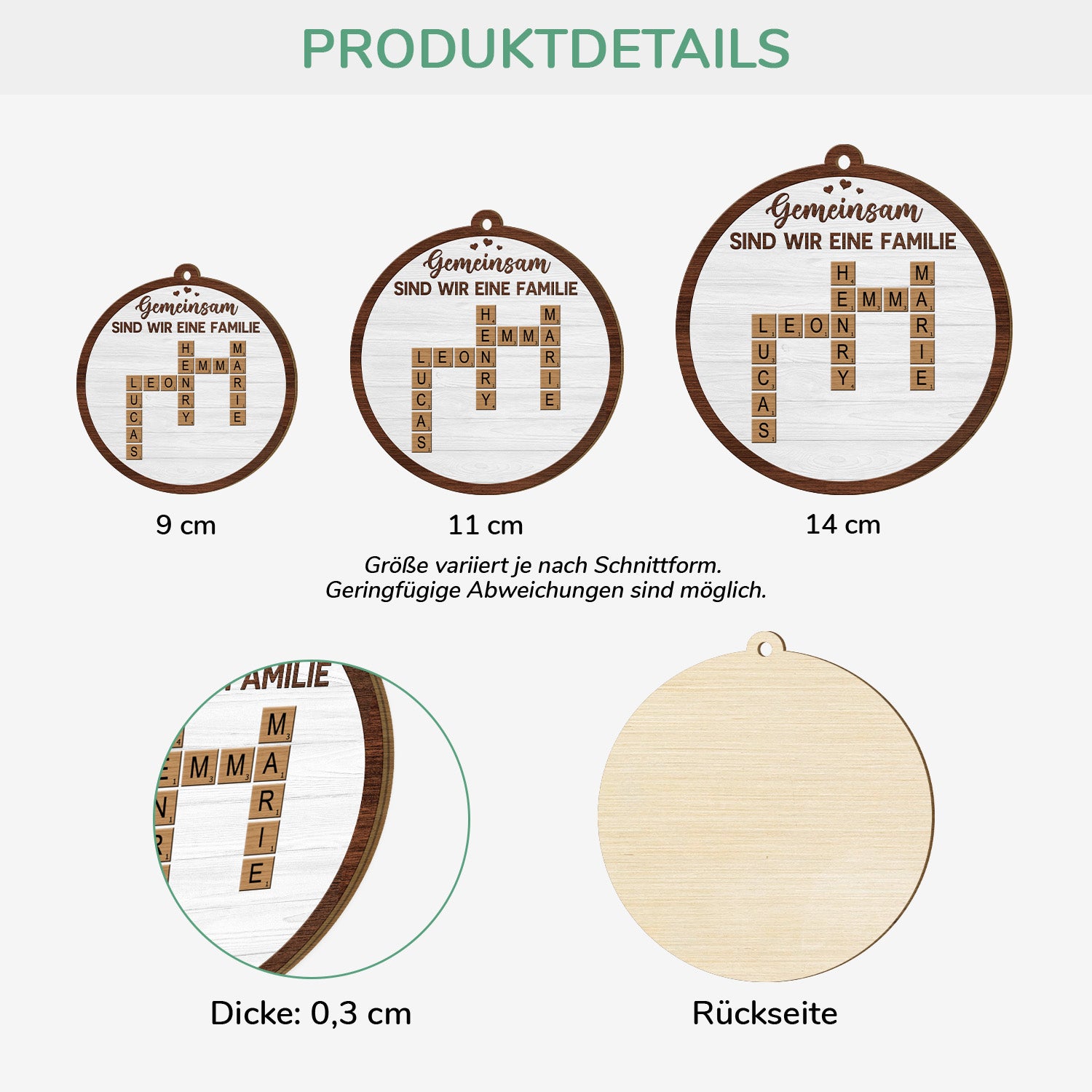 5220OGE3 gemeinsam sind wir eine familie personalisierte kreuzwortratsel 1 schicht holz ornamente weihnachten 5220O3LMI