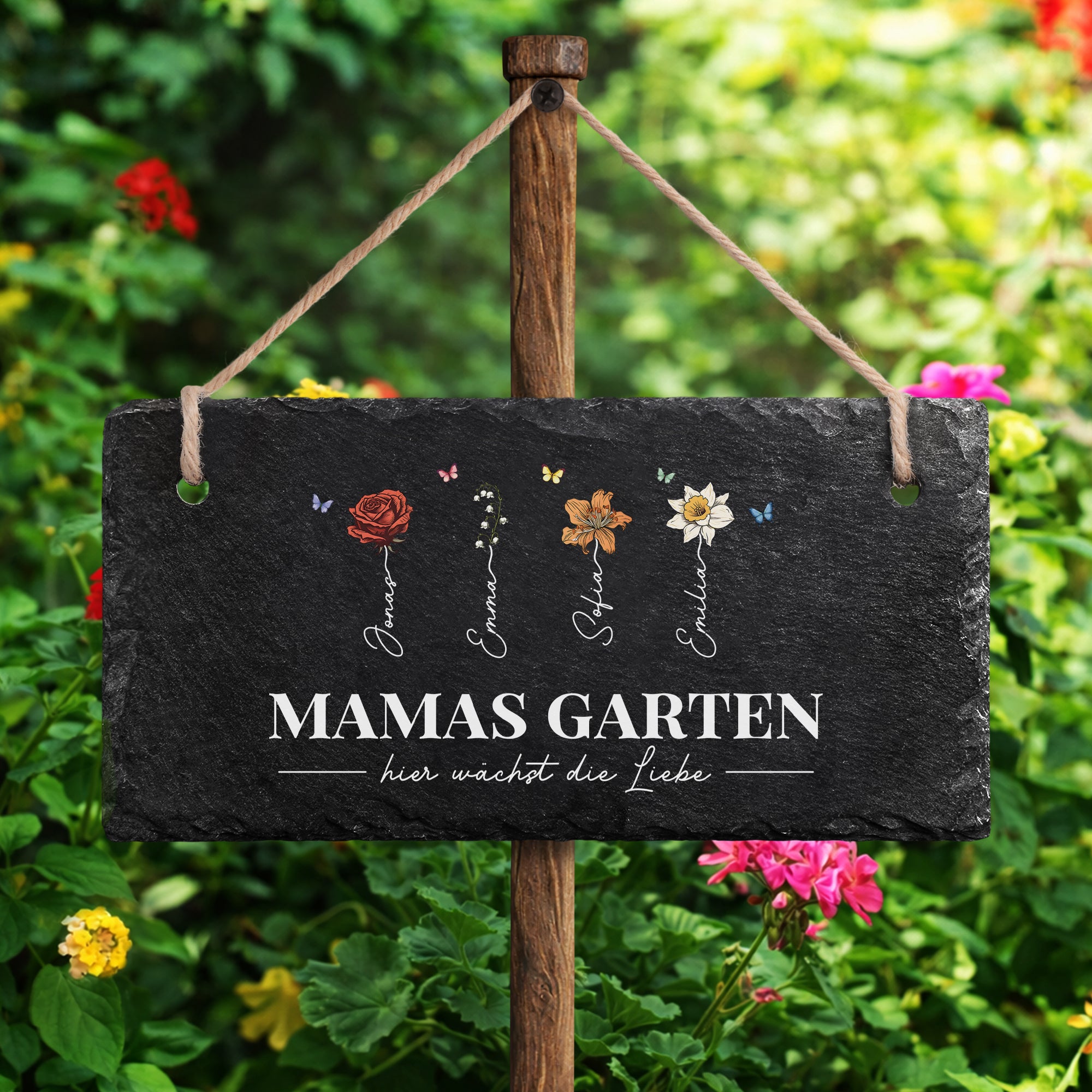 5249AGE2 omas garten blumen schiefer gartenschild personalisiert omamama 5249aetpta