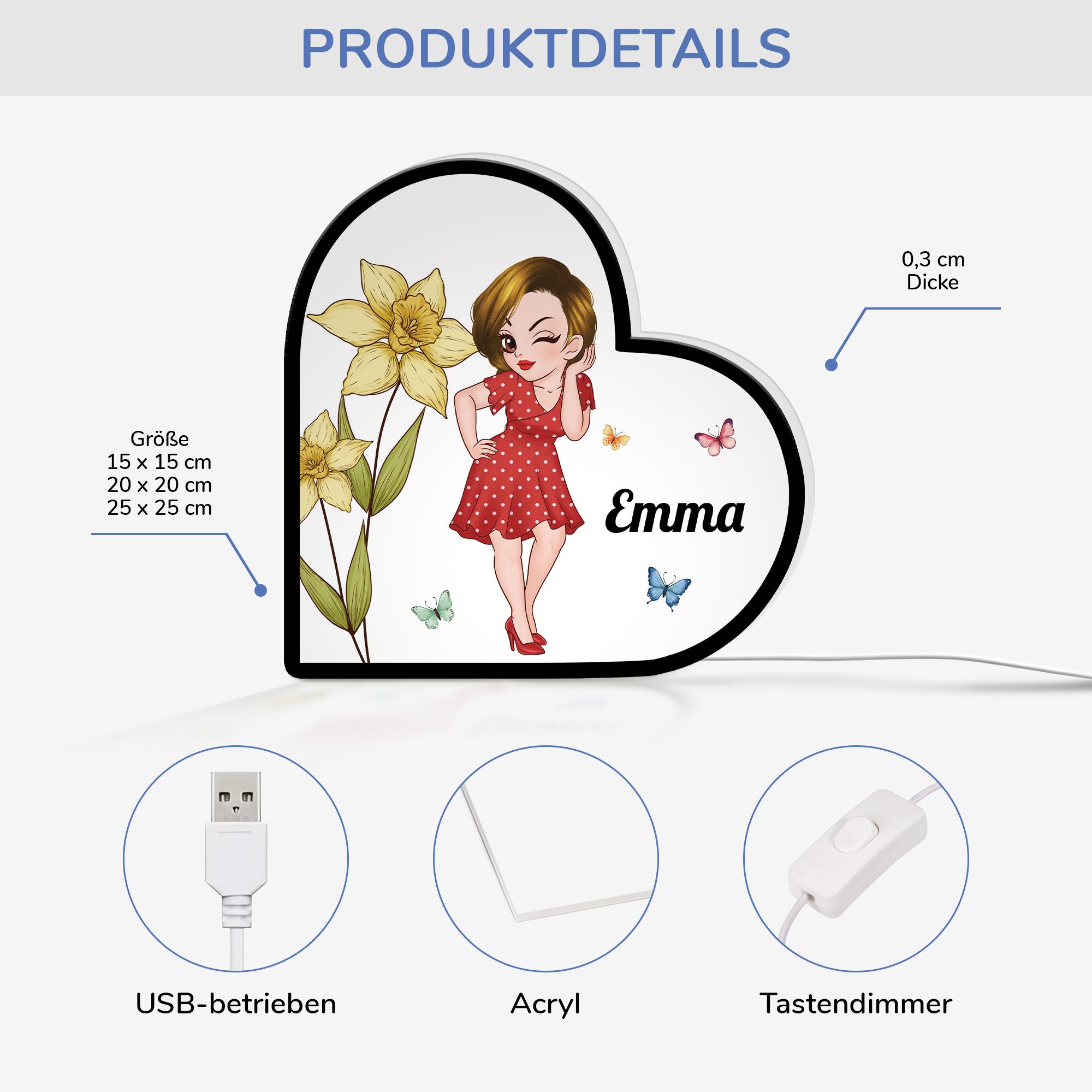 5262LGE3 frau und blumen personalisierte lightbox_ frauen 5262LTKTA