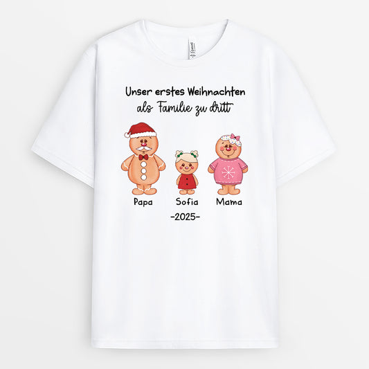 5354AGE1 unser erstes weihnachten lebkuchenmann t shirt familie personalisieren 5354ATTZI